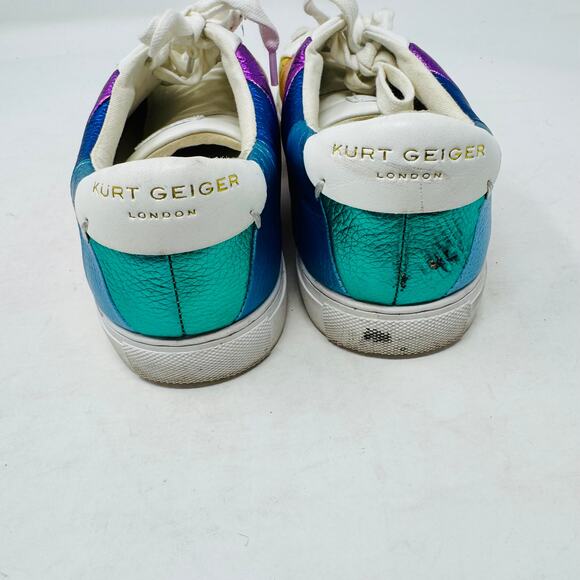 Kurt Geiger Metallic Rainbow Striped Women's Athletic Shoes - Picture 8 of 11
